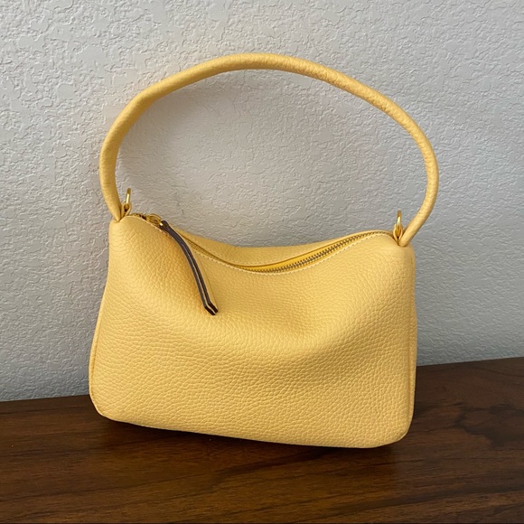 None Bags Real Leather Retro 9s Simple Chic Yellow Pebble Short